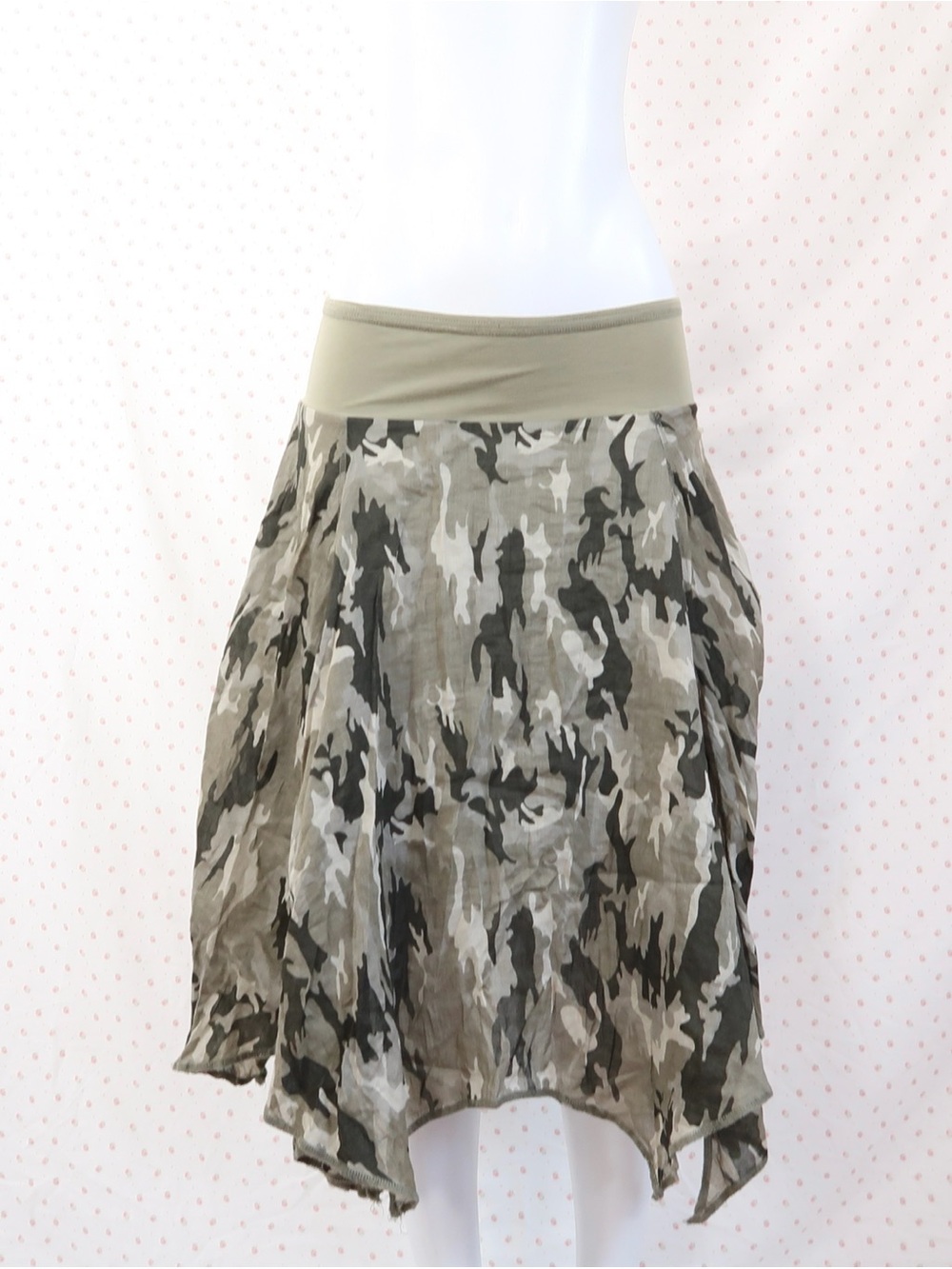 Fire Los Angeles Olive Camo Asymmetrical Flared Skirt